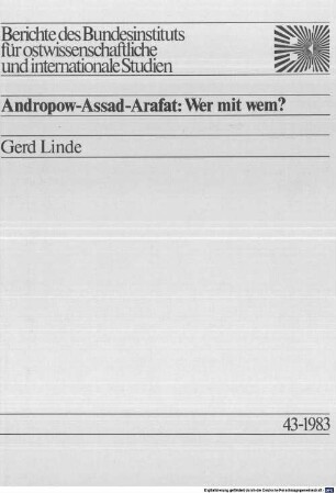 Andropow - Assad - Arafat: Wer mit wem? : Gerd Linde