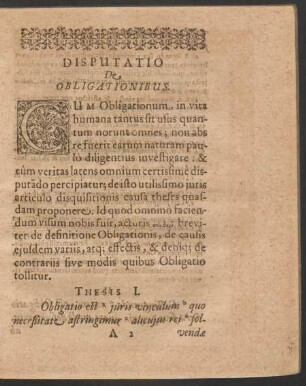 Disputatio De Obligationibus.