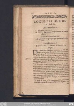 Locus Secundus De Deo ... Composuit & defendit Iacobus Burschetus Sigenensis.