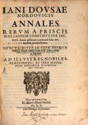 Annales rerum a priscis Hollandiae comitibus ... gestarum
