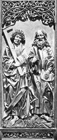 Heilsbronn, ehem. Zisterzienserklosterkirche, Hochaltar, re. Flügel, Innen: Hl. Simeon; Hl. Jakobus