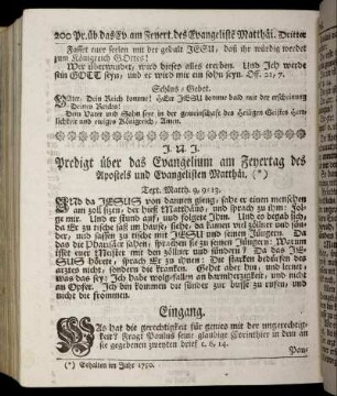 Predigt über das Evangelium am Feyertag des Apostels und Evangelisten Matthäi.