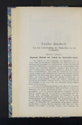 Erstes Capitel. Allgemeine Methodik und Technik der Continuitäts-Ligatur.