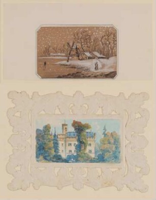 Mappe unzusammenhängender Zeichnungen und goldverzierter Albumbilder [wohl aus dem Nachlass der Irene Forbes-Mosse]