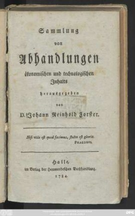 Sammlung von Abhandlungen ökonomischen und technologischen Inhalts