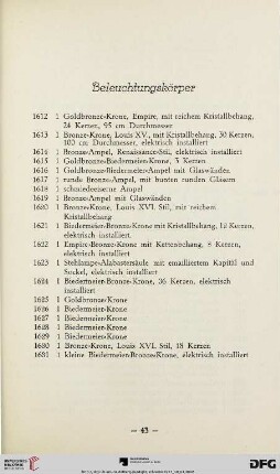 Beleuchtungskörper (Nr. 1612-1631)