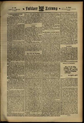 Dritte Ausgabe vom Samstag, den 17. August 1912.