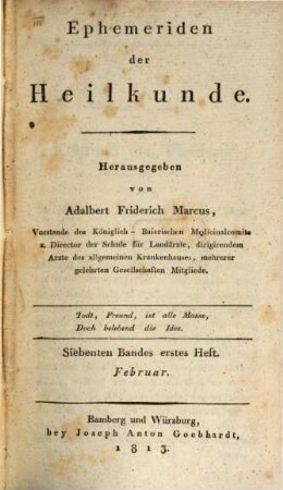 Ephemeriden der Heilkunde. 7. 1813
