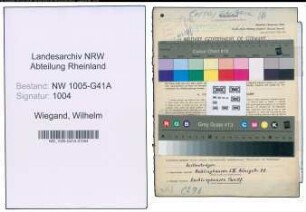 Entnazifizierung Wilhelm Wiegand , geb. 09.09.1921 (Polizist)