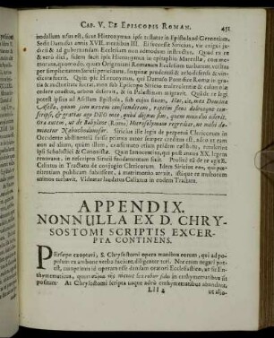 Appendix. Nonnulla Ex D. Chrysostomi Scriptis Excerpta Continens.