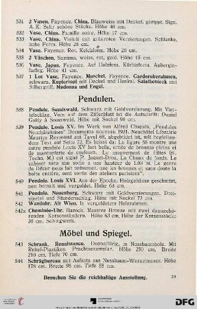 Pendulen (Nr. 538-542a)