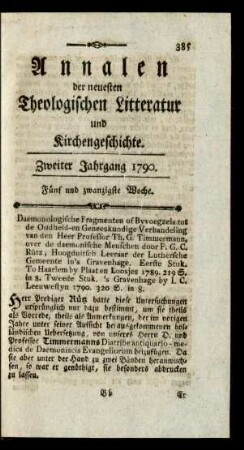 Fünf und zwanzigste Woche