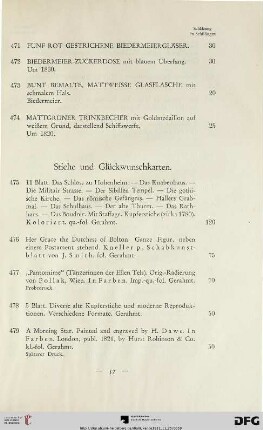 Stiche und Glückwunschkarten (Nr. 475-493)