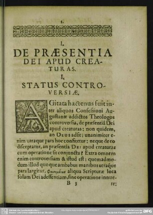 I. De Praesentia Dei Apud Creaturas
