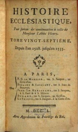 Histoire Ecclésiastique, 27. Depuis l'an 1528, jusqu'en 1535