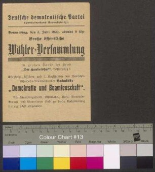Flugblatt der DDP zu einer Wählerversammlung am 3. Juni 1920 in Braunschweig