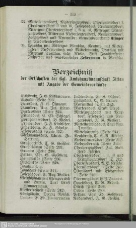 Verzeichniß der Ortschaften der kgl. Amtshauptmannschaft Zittau mit Angabe der Ge-meindevorstände