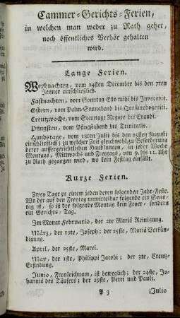 Cammer-Gerichts-Ferien,[...]