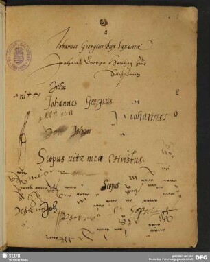 [Schreib- und Sprachübungen für Johann Georg I. von Sachsen]