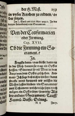 Von der Confirmation oder Firmung. Cap. XVII.