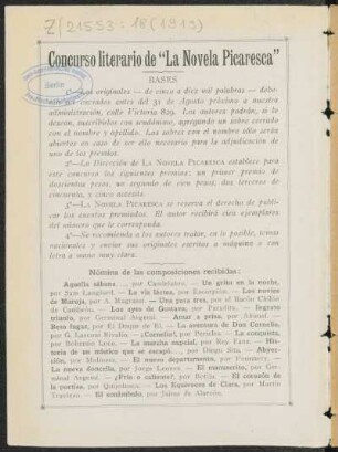 Concurso literario de "La novela picaresca"