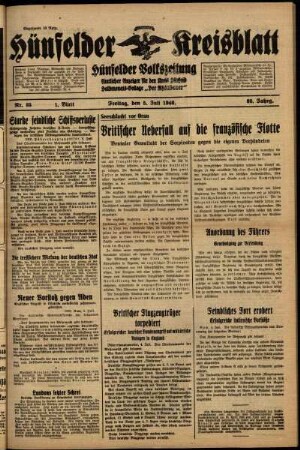 Erste Ausgabe vom Freitag, den 05. Juli 1940.
