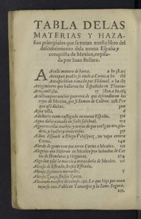 Tabla de las materias y hazañas princpiales