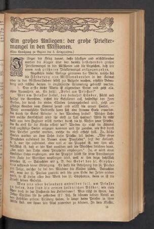 Ein großes Anliegen: der große Priestermangel in den Missionen