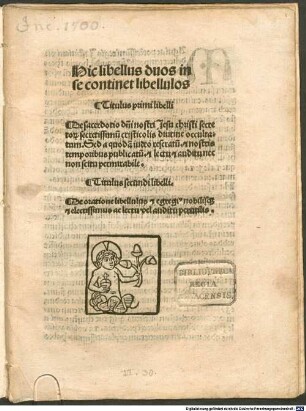 Hic libellus duos in se continet libellulos ...