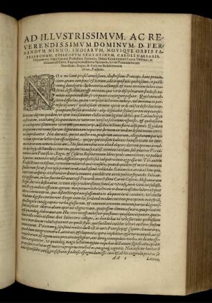 Ad illvstrissimvm, ac reverendissimvm dominvm, D. Fernandvm Ninno, indiarvm, noviqve orbis patriarcham, episcopvm segvntinvm, caroli caesaris, ...