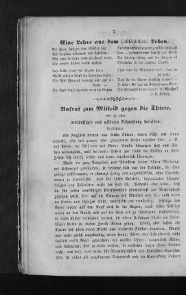 Aufruf zum Mitleid gegen die Thiere, und zu einer vernüftigen und milderen Behandlung derselben.