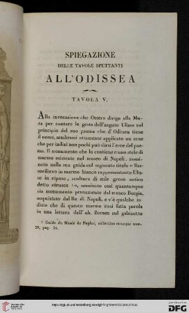 Spiegazone delle tavole spettanti all'Odissea
