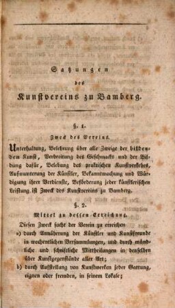Satzungen des Kunst-Vereins zu Bamberg