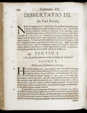 Dissertatio III. De Vera Ecclesia.