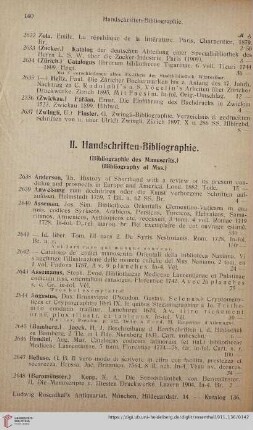 II. Handschriften (Nr. 2638 - 2824)