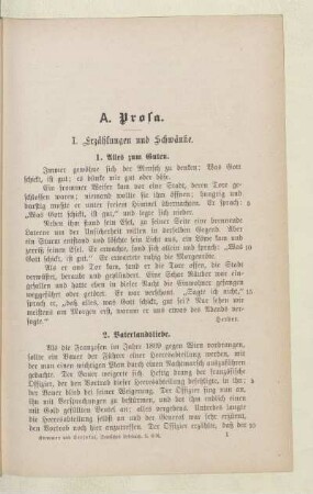 I. Erzählungen und Schwänke