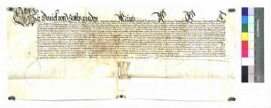 1558 Februar 8, Aschaffenburg Kurfürst Daniel von Mainz belehnt die Gebrüder Georg, Philipp und Wilhelm Frey von Dehrn, Söhne des verst. Philipp Frey von Dehrn, und ihren Vetter Lubentz Frey von Dehrn, Sohn des verst. Johann Frey von Dehrn, zu Erbburglehen mit den [in U 674 gen.] Gefällen zu Rauenthal, Kemel und Gau Bickelheim. Sg.: A. Or., Perg., Sieg. abg.