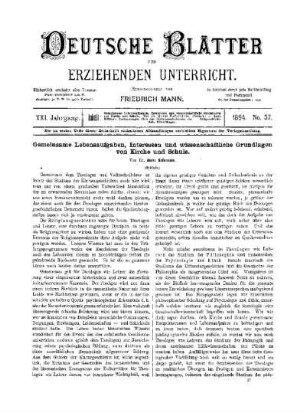Gemeinsame Lebensaufgaben, Interessen und wissenschaftlichen Grundlagen von Kirchen und Schule : (Schluss)