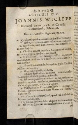 748-760, Articuli XLV. Joannis Wicleff. Articuli XXX. Joannis Hus. Articuli XLI. Martini Lutheri.