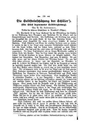 Die Selbsteinschätzung der Schüler : (ein Stück sogenannter Selbstregierung)