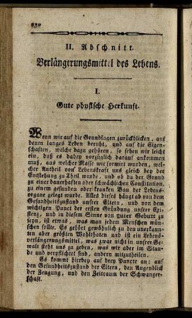 I. Gute physische Herkunft. - V. Glücklicher Ehestand.