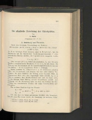 Die alkalische Zersetzung der Chlohydrine.