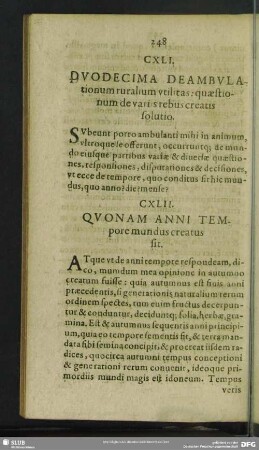 CXLII. Quonam Anni Tempore mundus creatus sit