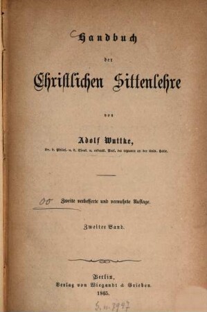 Handbuch der christlichen Sittenlehre. 2