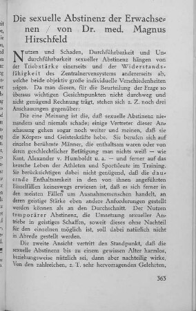 Die sexuelle Abstinenz der Erwachsenen