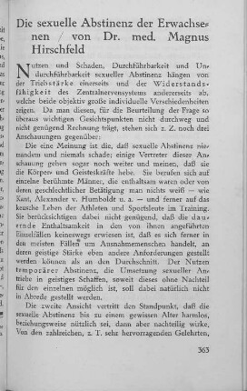 Die sexuelle Abstinenz der Erwachsenen