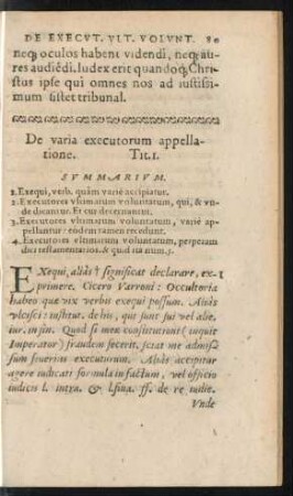 De varia executorum appellatione. Tit. 1.