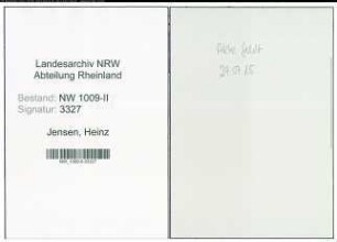 Entnazifizierung Heinz Jensen , geb. 09.04.1914 (Einkaeufer)