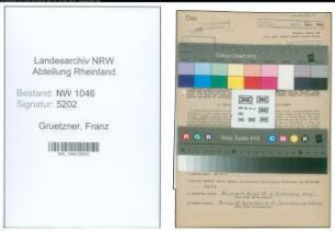 Entnazifizierung Franz Gruetzner , geb. 09.02.1895 (Schlosser)
