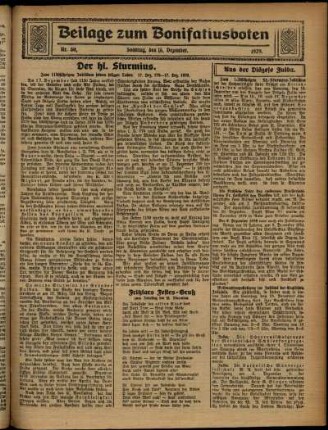 Zweite Ausgabe vom Sonntag, den 15. Dezember 1929.